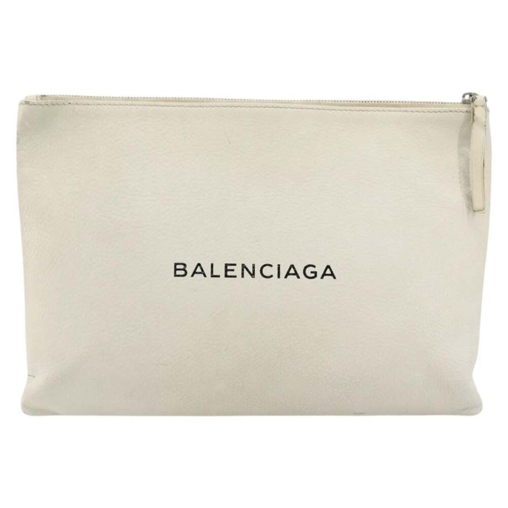 Balenciaga Leather Clutch Bag White